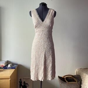 90s vintage cream lace midi dress romantic fairy | size m